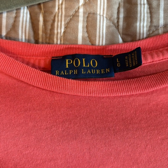 Ralph Lauren Vibrant Coral Tee with Navy Logo - Picture 2 of 2